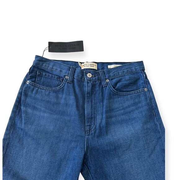 Nili Lotan Straight Leg Jeans Dark Wash Blue Denim Mid-Rise, Size 28 - MSRP $395 - Picture 10 of 14